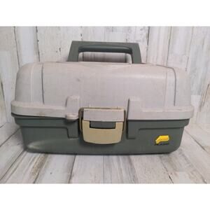 Vintage Plano Tackle Box 1 Extending Tray Compartments,‎ green & gray